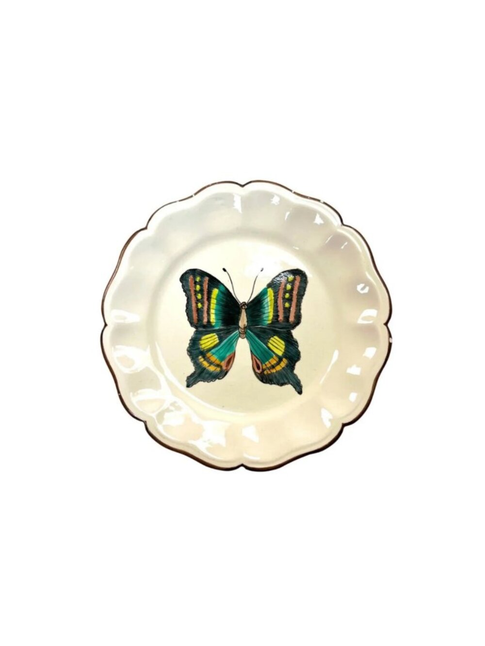 Fitz & Floyd Butterfly Decorative Plate Scalloped Edge Ceramic
